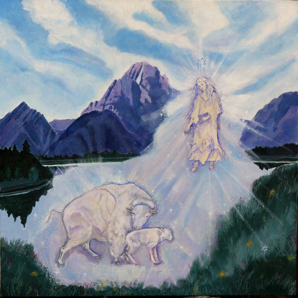 White Calf Painting by Gudrun Miller